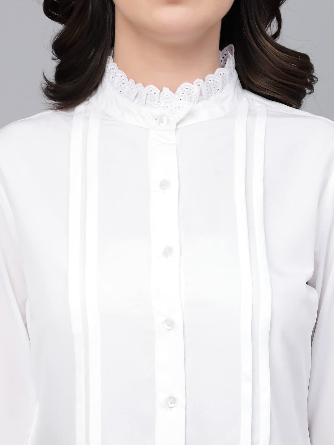 Style Quotient Women White Solid Regular Semi Formal Shirt