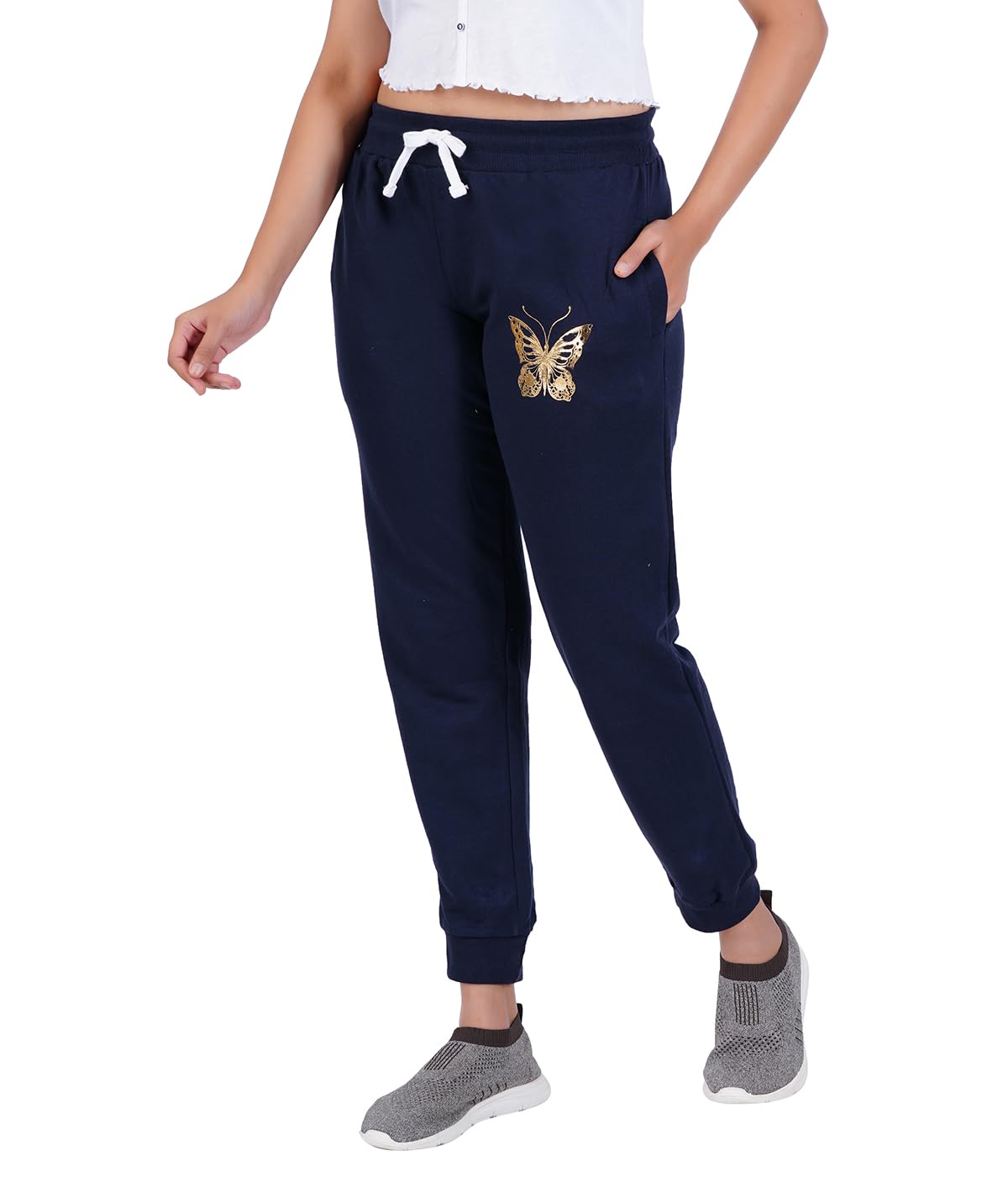 T2F Womens Regular Track Pants (WOM-JOG-01_Navy