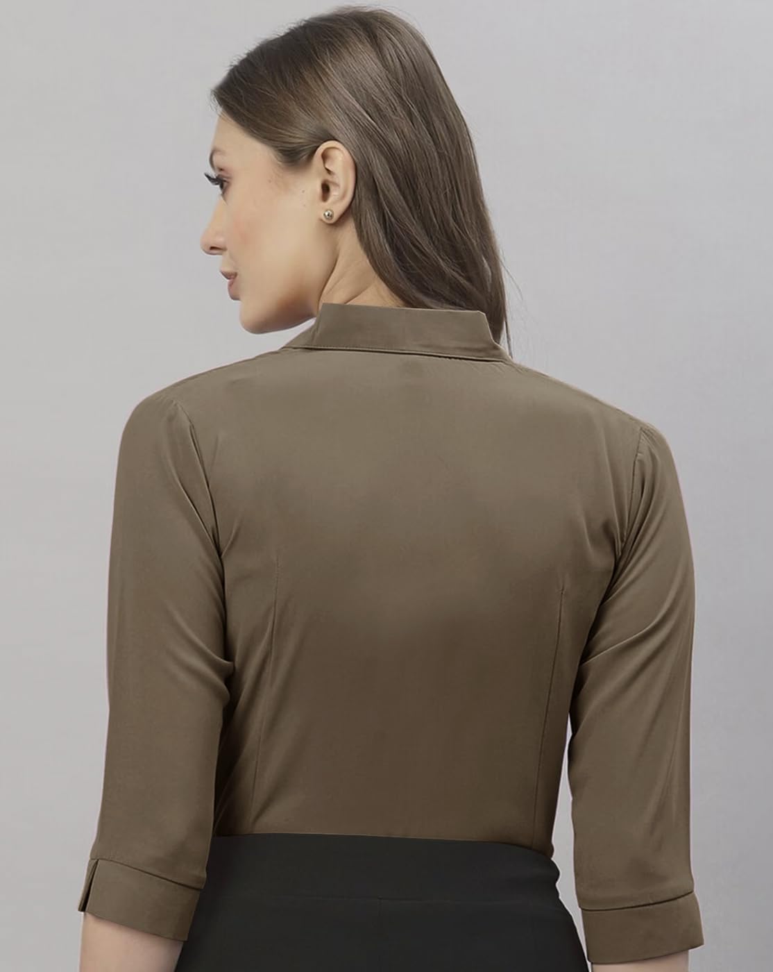 Eyebogler Women Regular Fit Solid Spread Collar Casual Shirt