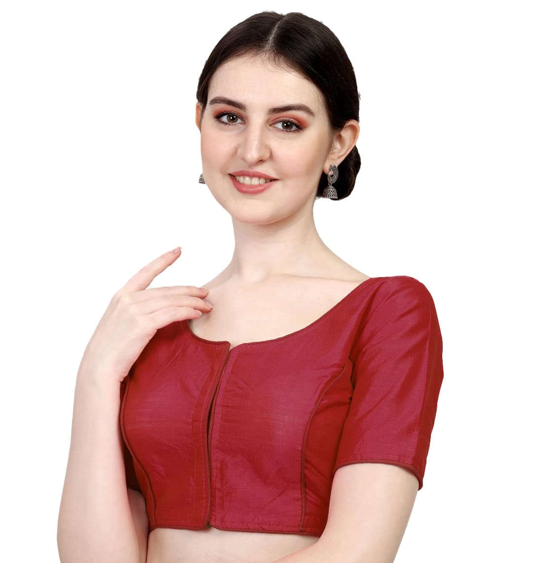 Pujia Mills Womens Soft Silk Multicolor 3/4 Sleeves Readymade Saree Blouse