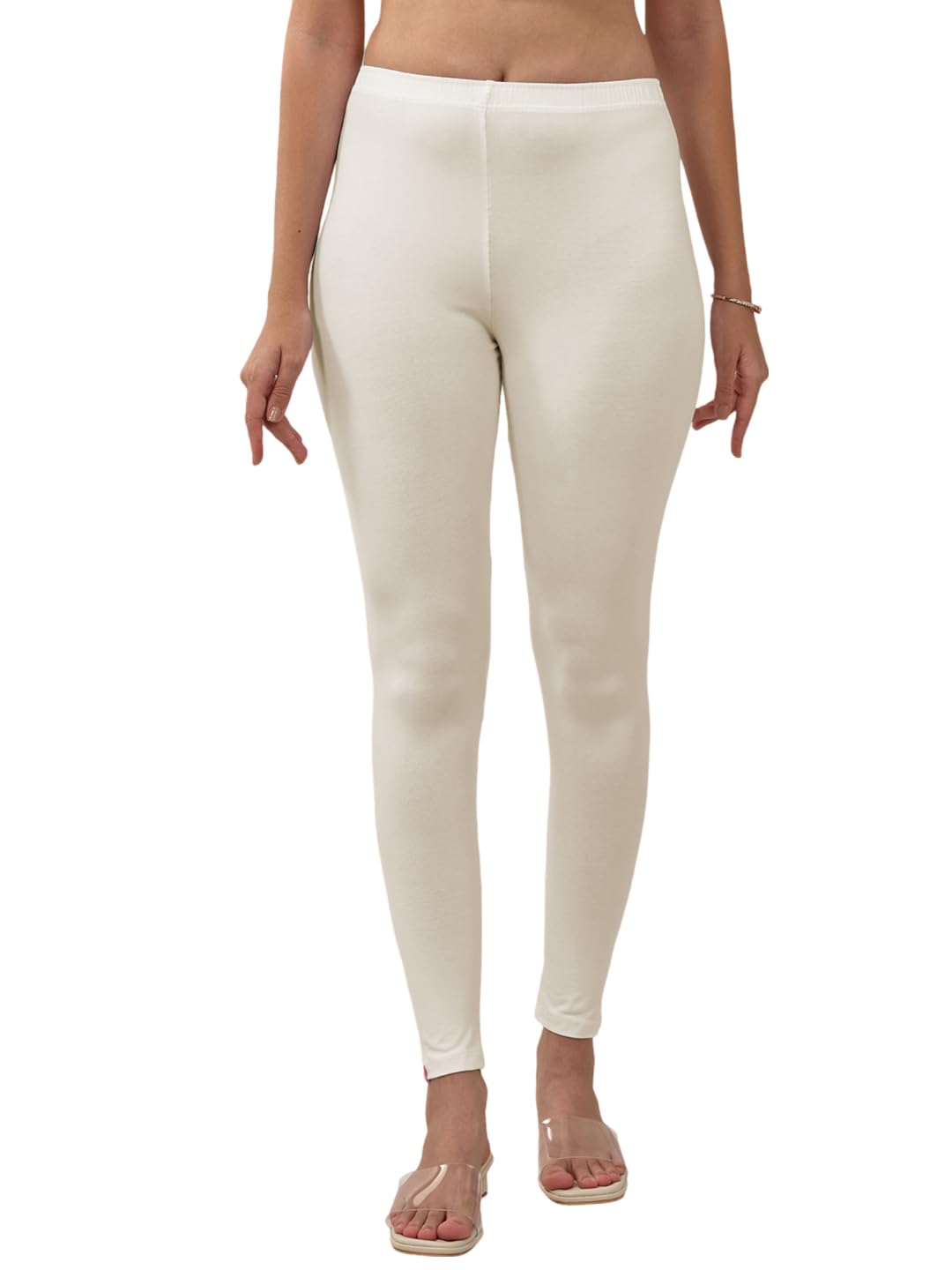 Lyra Women Solid Premium Cotton Plus Fit Ankle Length Leggings | Mid-Waist | Fashionwear