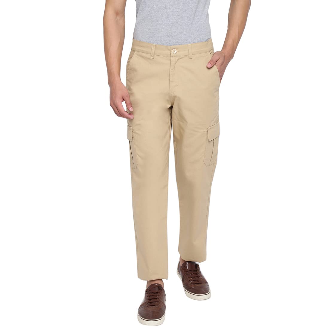 Fabindia Men Cotton Cargo Pant Green_30