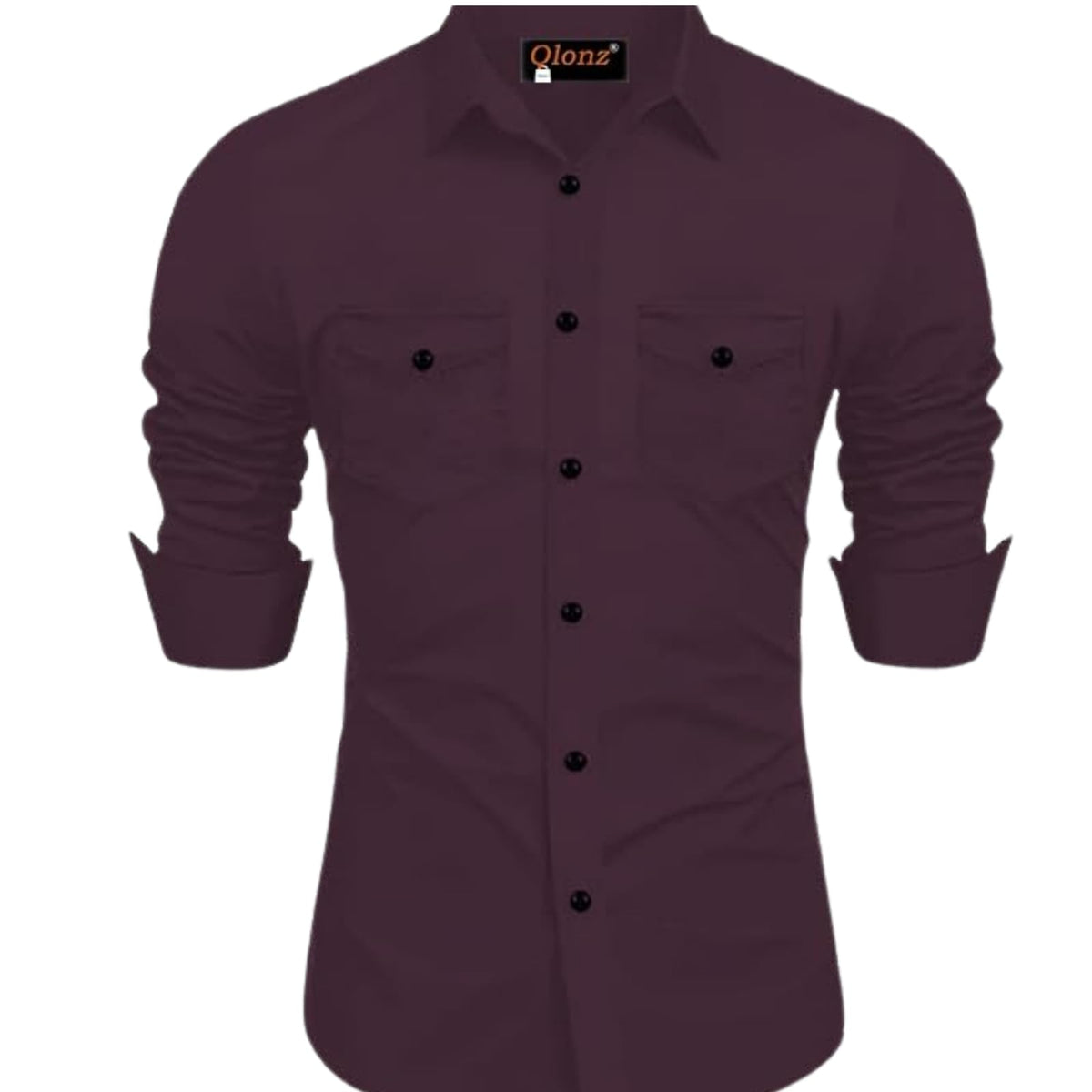 Rebelify Double Pocket With Flap Men Cargo Cotton Shirt Purple