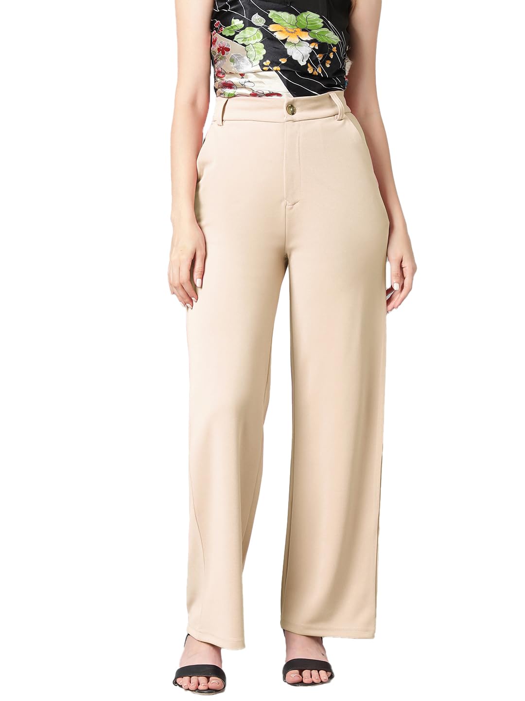 KOTTY Womens Cotton Blend Straight Fit Trousers