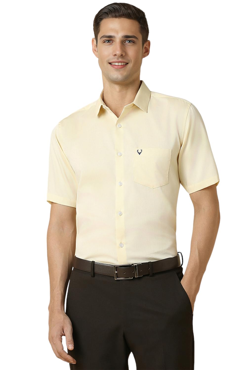 Allen Solly Men Slim Fit Solid Formal Half Sleeve Short Sleeve T-Shirt