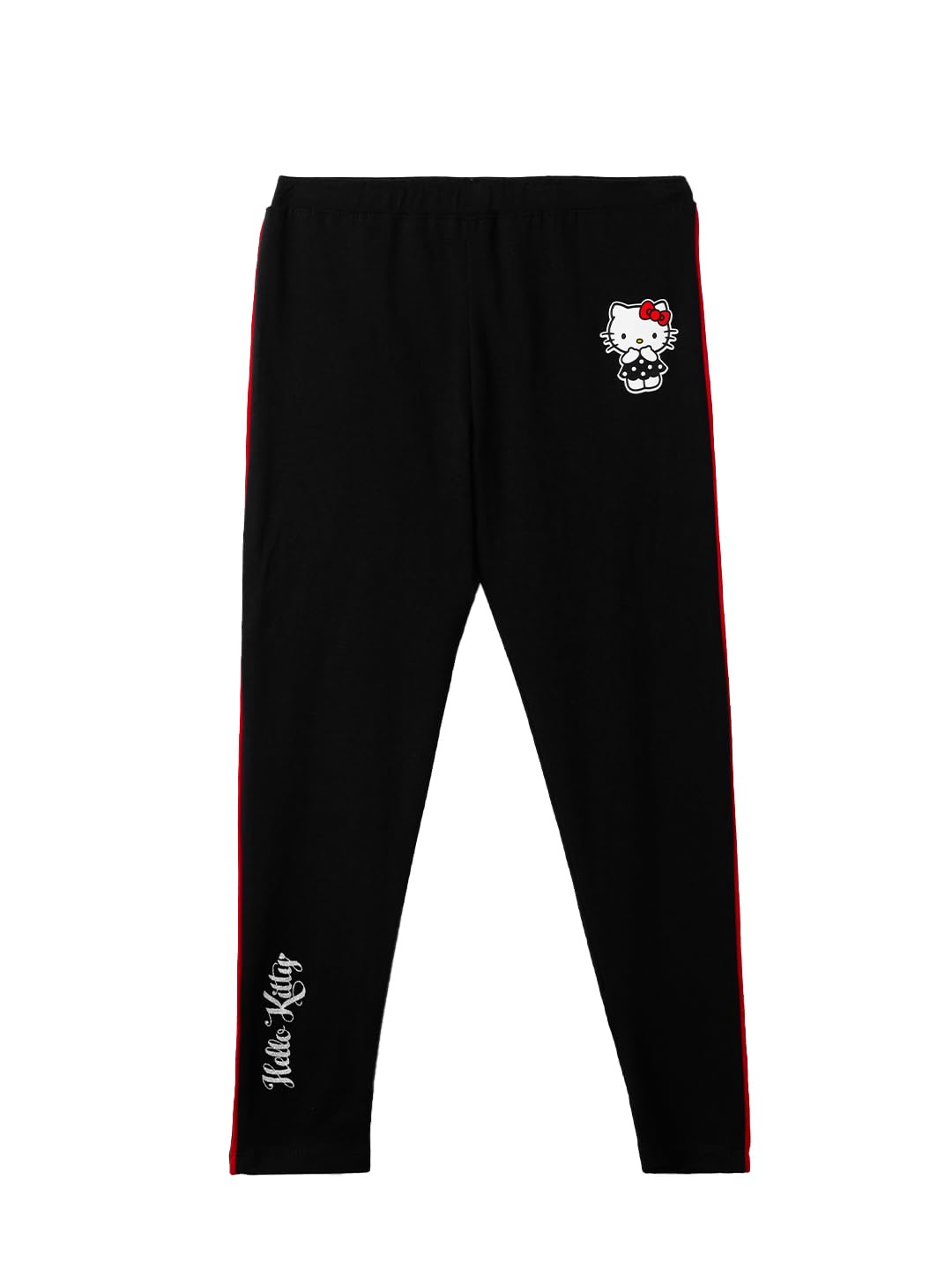 The Souled Store Official Hello Kitty: Glitter Girls Pull On Black Cotton Leggings