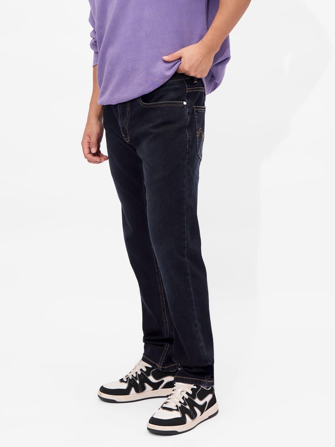 The Souled Store Denim: Dark Navy Men and Boys Buttoned Slim Fit Jeans