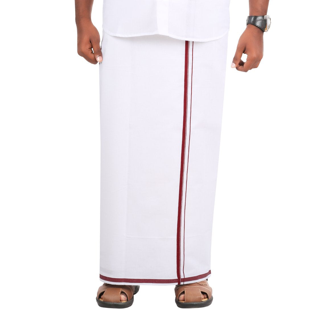 Prakasam Cotton Galaxy MenS White Dhoti With Big Barder (1.27 X 2.00 Meter)