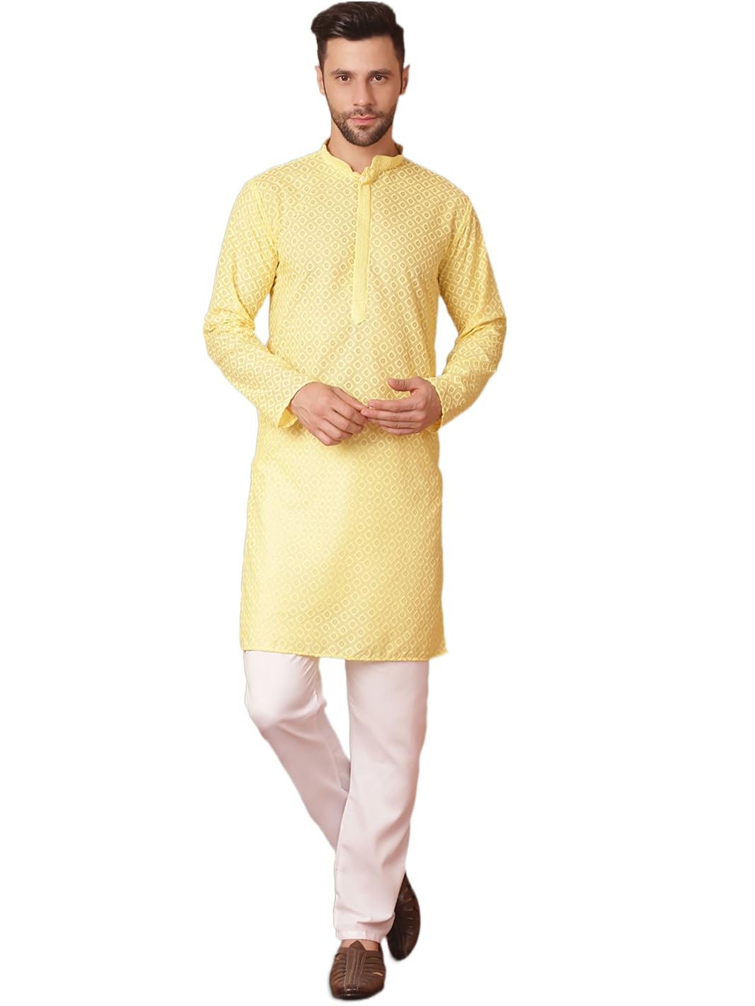 Jompers Mens Chikankari Pure Cotton Kurta Churidar Set