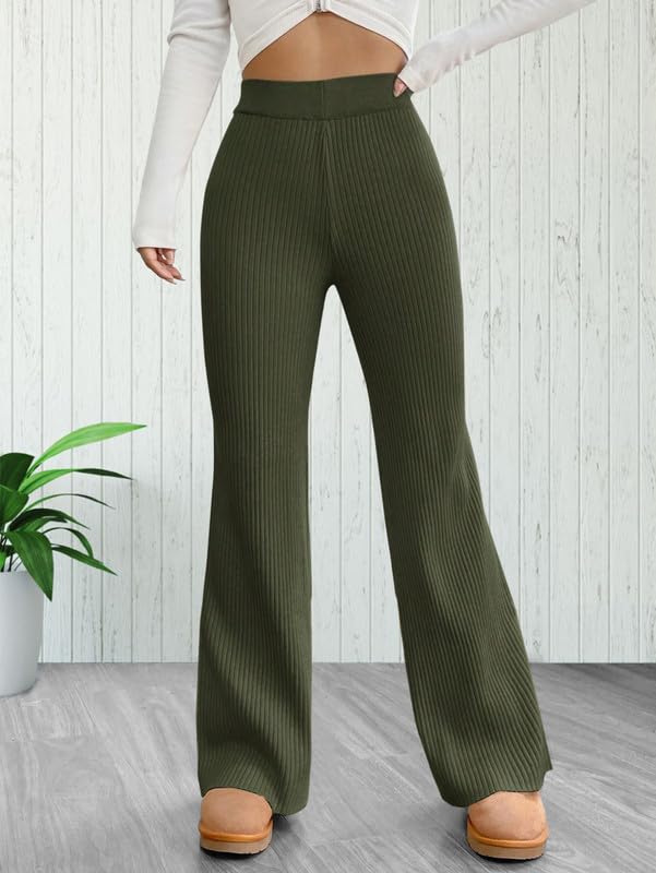 Tee Projekt Regular Fit Trousers for Women| Korean Trousers for Women Green-Brown