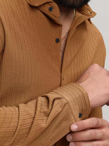 Noble Monk MenS Regular Fit Casual Shirt |Full Sleeve| Polo Neck |Casual Shirts For Men Mustard
