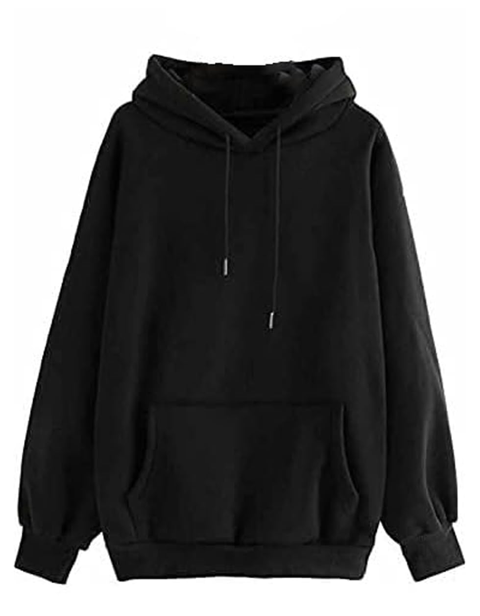 Juneberry Cotton Fleece Black Hooded Sweatshirt For Women/Girls
