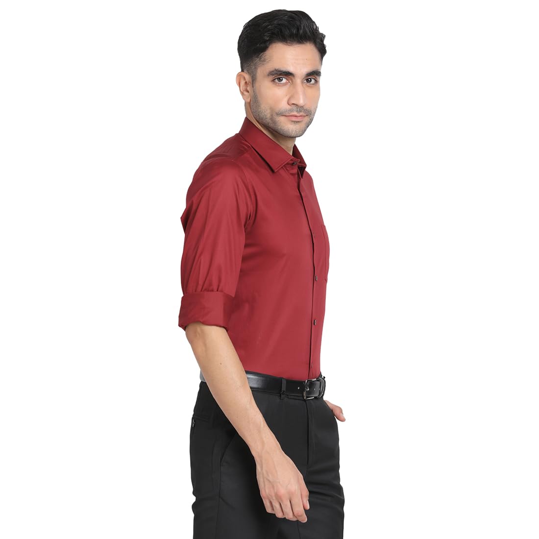 Turtle Men 100% Cotton Slim Fit Solid Full Sleeve Formal Shirt Red