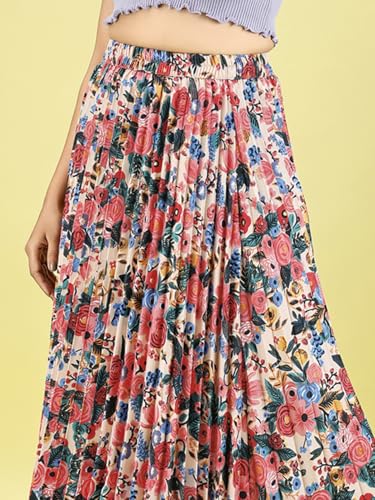 Kzully Crepe Western WomenS Skirts Blue-Rose