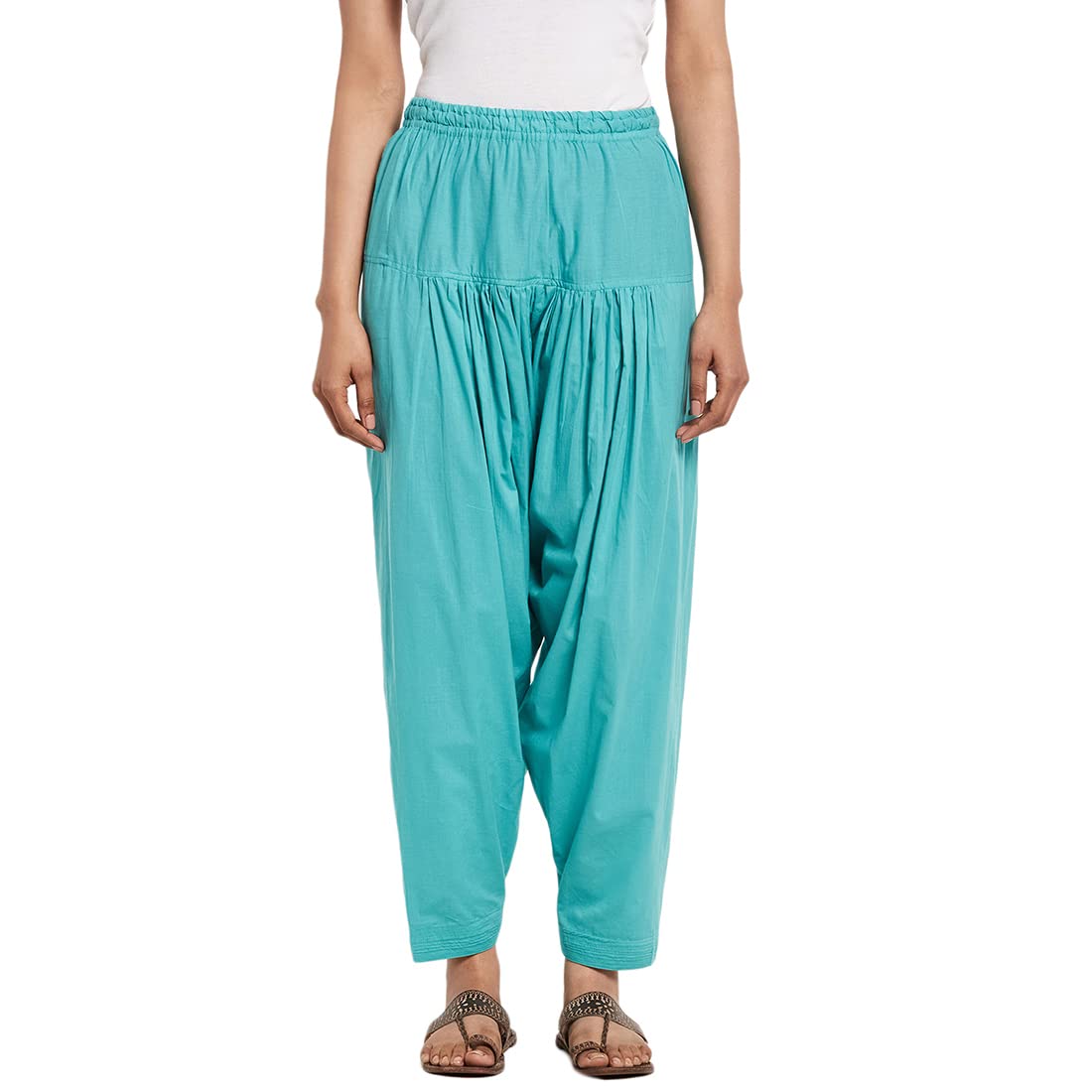 Fabindia Women Cambric Elasticated Salwar Cotton_Xs Aqua