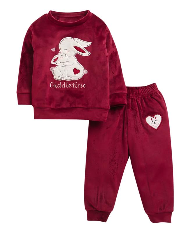 Bumzee Boys Velvet Regular Fit Winter Set Maroon - 12-18 Months (Peb10720D-Mrn)