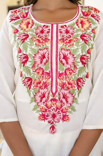 LookMark Women's Embroidered Cotton Blend Set: This Elegant Ensemble For Special & Casual Wear, Includes A Straight Kurta Pant With Dupatta
