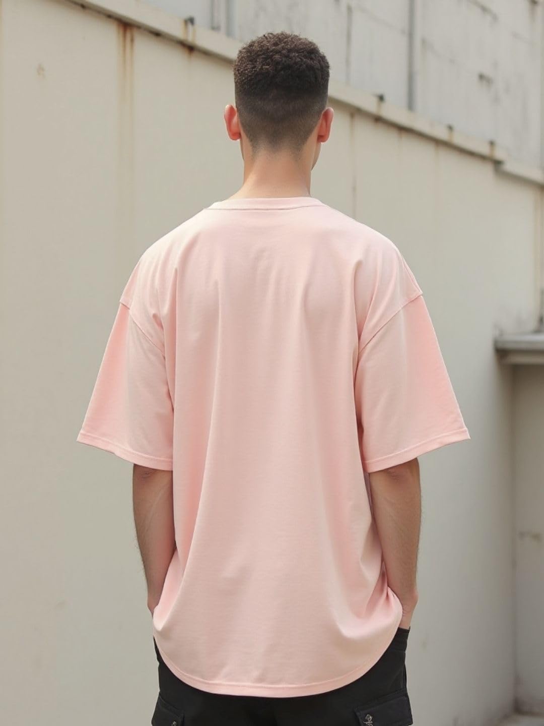 Nobero MenS Solid Oversized Fit T-Shirt (1M-Twts-R0039_Blush
