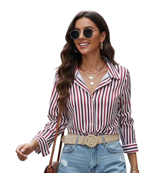 Indoprimo WomenS Striped Casual Stylish Shirt | Striped Western Shirt For Women