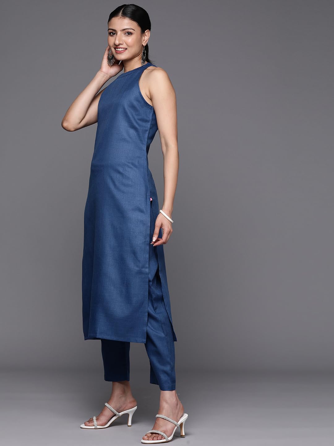 Varanga Women Blue Solid Kurta Set with Printed Dupatta Comfortable & Stylish, Party Wear for Women, Casual & Festive Wear, Kur