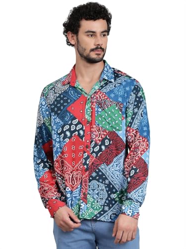 Kotty MenS Relaxed Fit Printed Spread Collar Casual Shirt(Multicolor,Xl)
