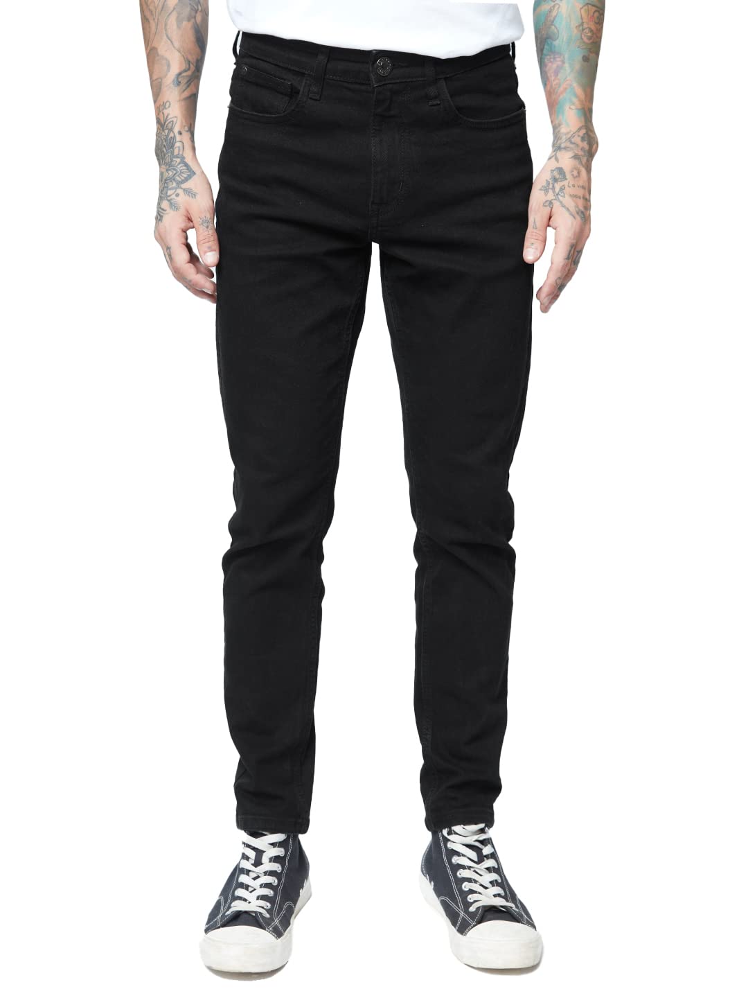 The Souled Store Solids: Black (Slim Fit) Mens and Boys Cotton and dex Black Color Men Jeans
