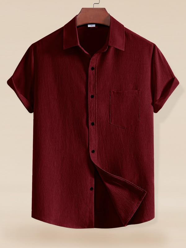 Tee Projekt Textured Shirts for Men || Casual Shirt for Men || Comfortable and Stylish for Every Wardrobe Maroon