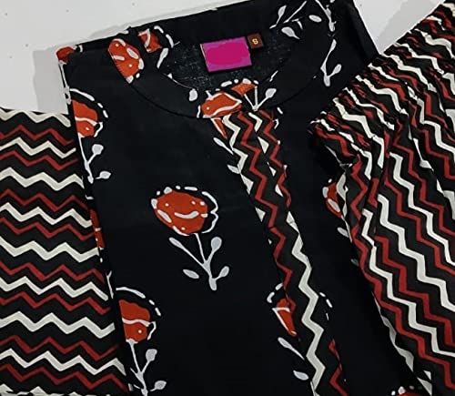 ANNI DESIGNER Women's Cotton Straight?urta with Palazzo (KUR106)