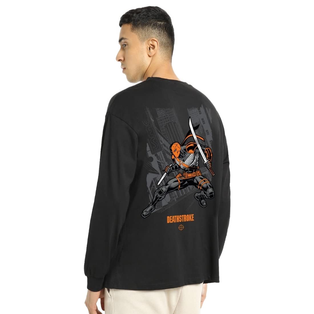 Bewakoof Mens Graphic Print 100% Cotton T-Shirt- Oversized Fit, Round Neck, Long Sleeves