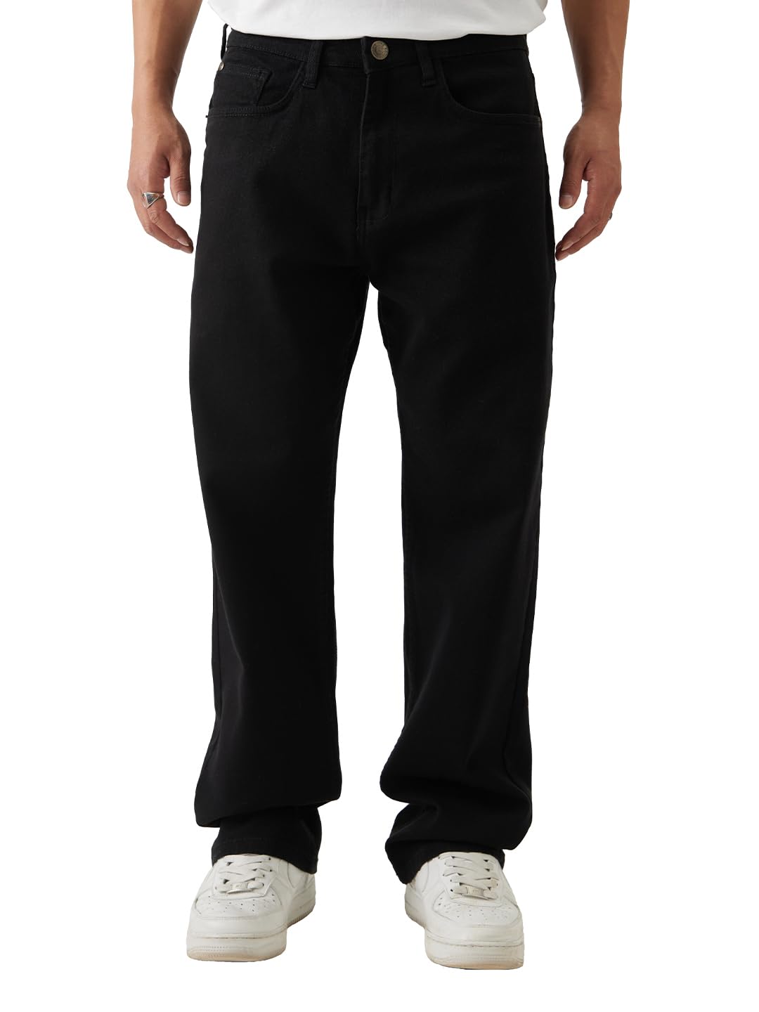 The Souled Store Solids: Black Men and Boys Straight Fit Jeans