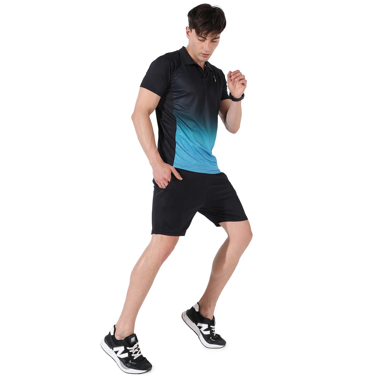 Campus Sutra Mens Multicolour Colourblock Dri-Fit Short Sleeve Regular Fit Activewear T-Shirt for Casual Wear | T-Shirt Crafted
