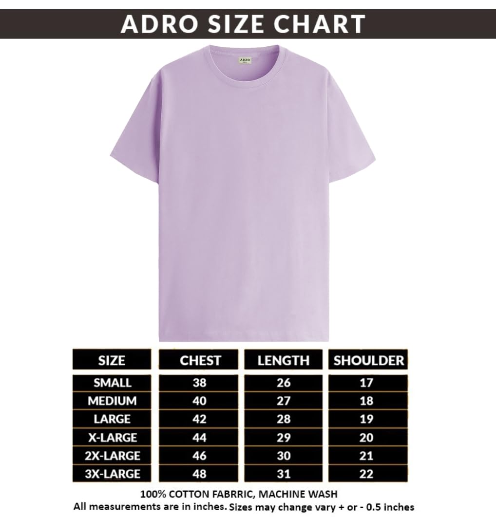 ADRO Men's Solid Regular Fit T-Shirt (RCM3-PLN-PT-BE-PU_Pista,Beige,Purple