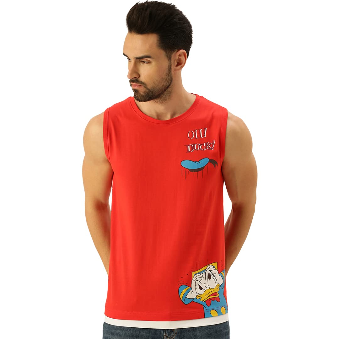 Veirdo Mens Marvel Captain America Original Marvel Captain Printed Sleeveless T-Shirt Ice