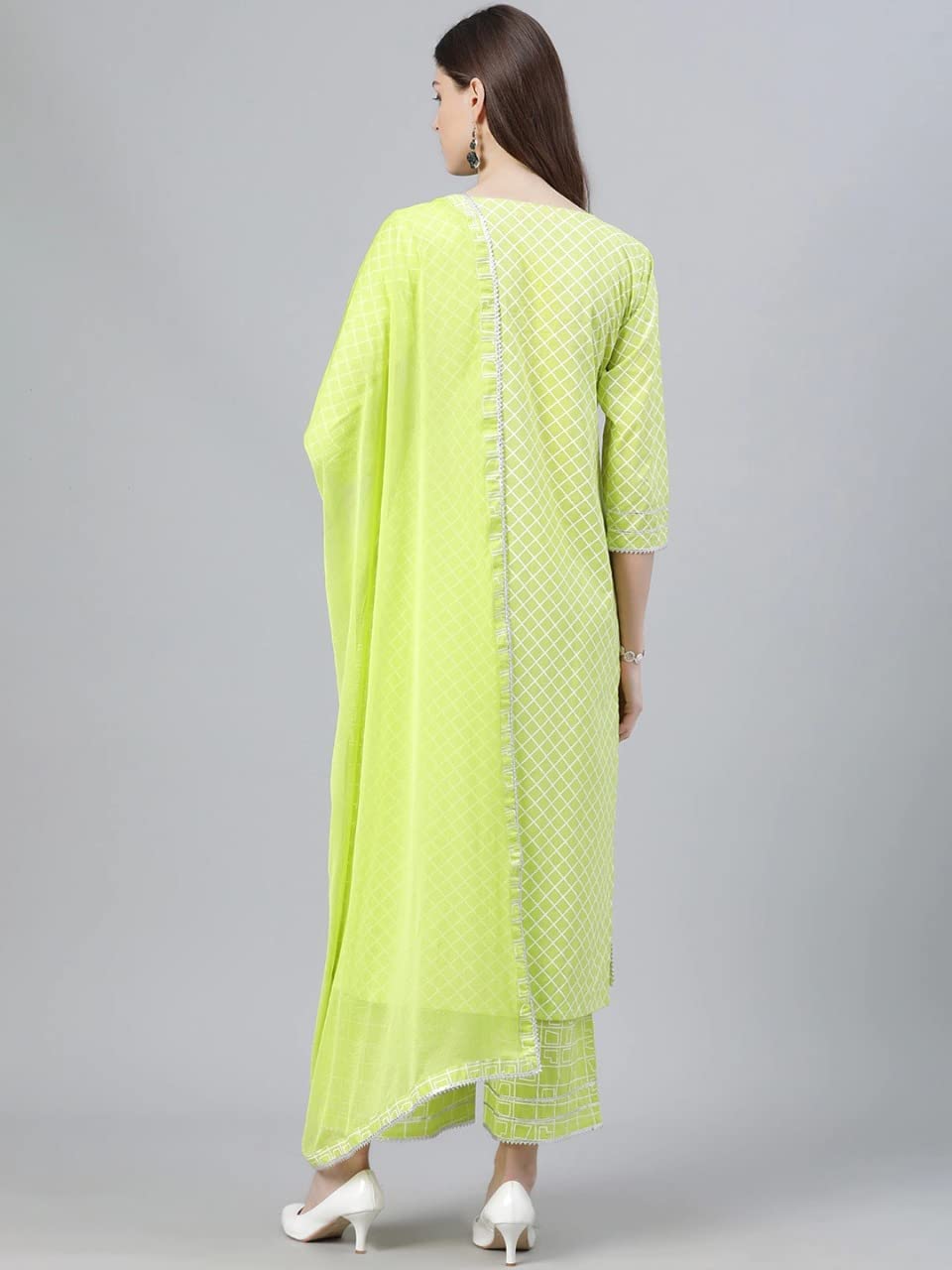 ANNI DESIGNER Women's Cotton Blend Straight Kurta with Palazzo & Dupatta (Rust)