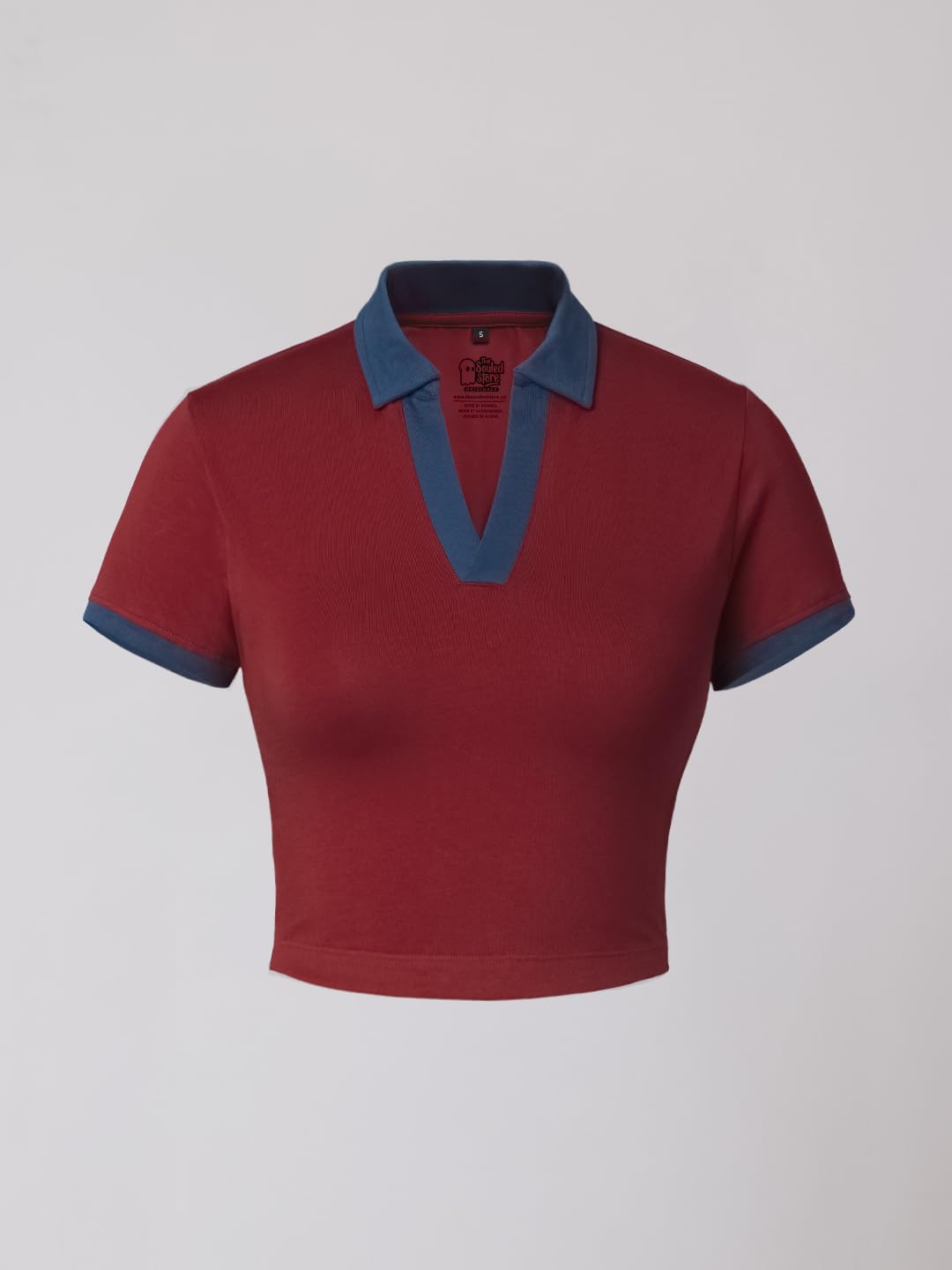 The Souled Store Solids: Scarlet Women and Girls Short Sleeves Collared Neck Slim Fit Cotton Blend Cropped Polos