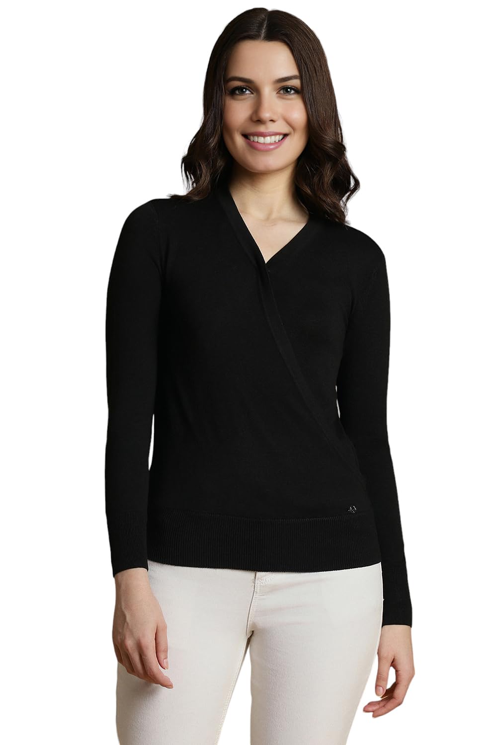 Allen Solly Women Regular Fit Solid Casual Full Sleeve V Neck Top