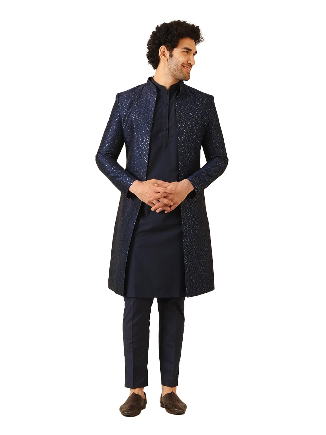 Kisah Sherwani Set For Men Silk Blend Textured Indo Western Sherwani With Kurta And Trouser | Designer Ethnic Outfit For Weddin