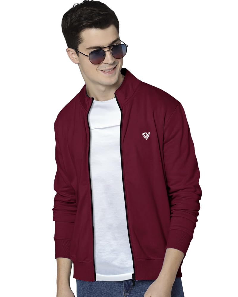 Eyebogler Mens Henley Neck Full Sleeves Regular Fit Solid Jacket