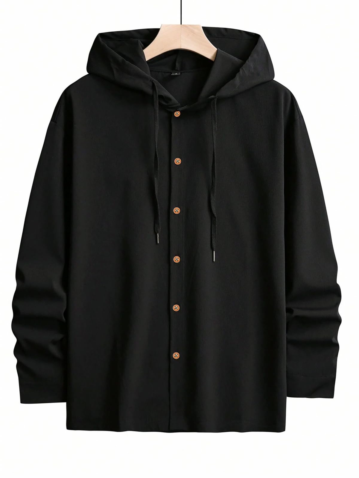 Noble Monk Mens Relax Fit Hooded Shirt Black