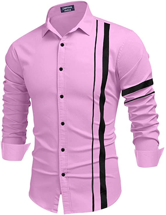 Bellstone Mens Solid Regular Fit Shirt (B-8200_Light Pink