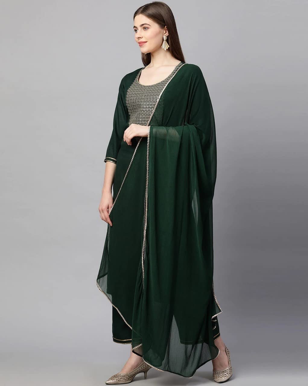 ANNI DESIGNER Women Cotton Blend Kurta With Palazzo & Dupatta
