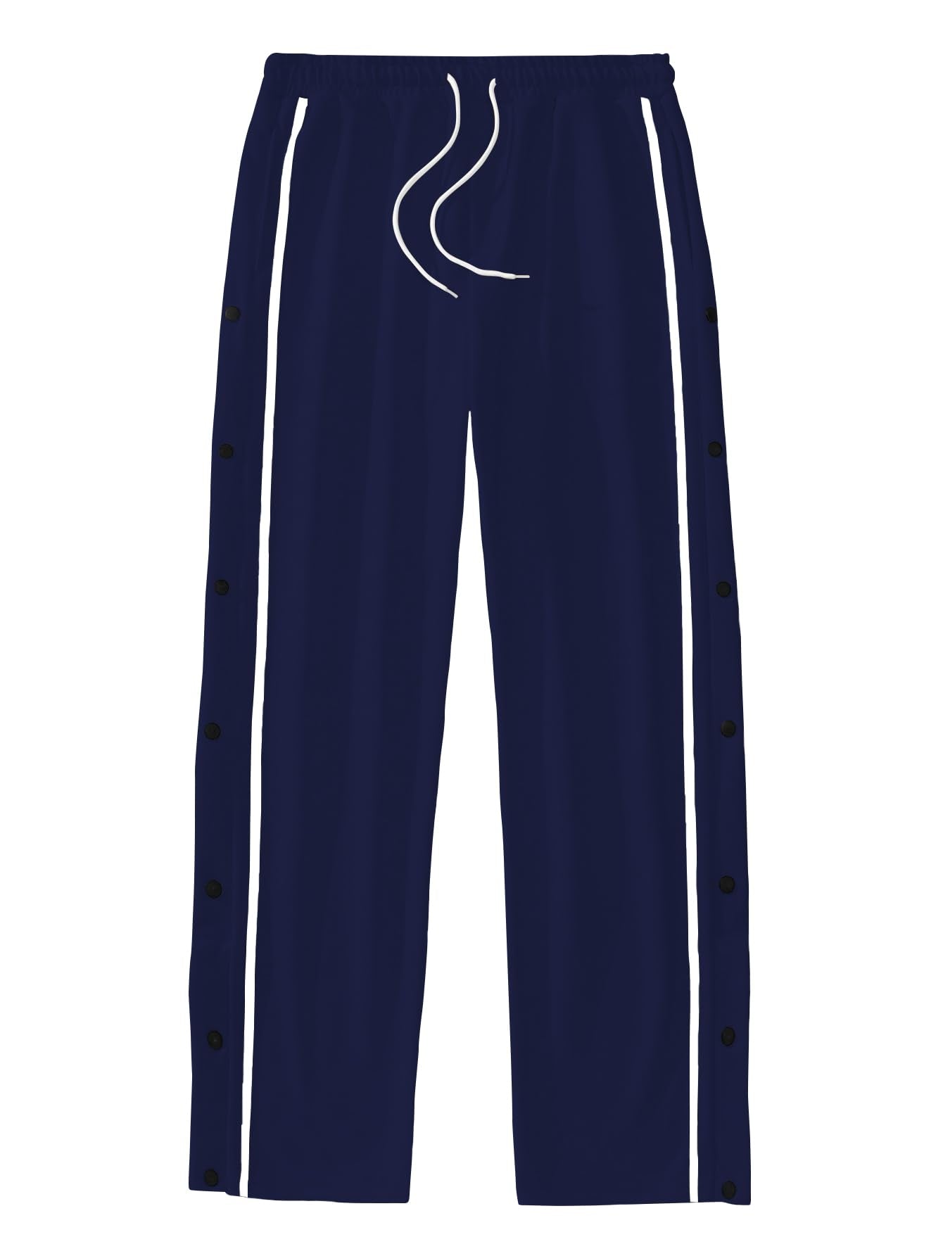 AVANOVA MansNavy Blue Athletic Track Sweatpants Side Button Snap Closure Retro Sports Training Gym Running Workout Casual Stree