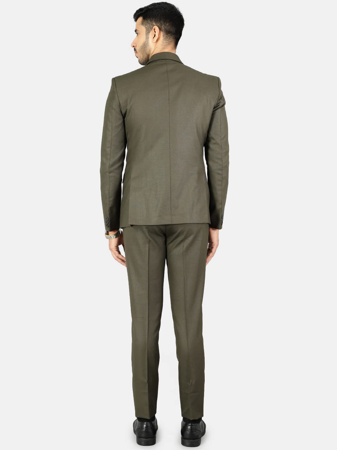 WINTAGE Mens Polyester Cotton Plain Green Two Piece Suit : 40/ M