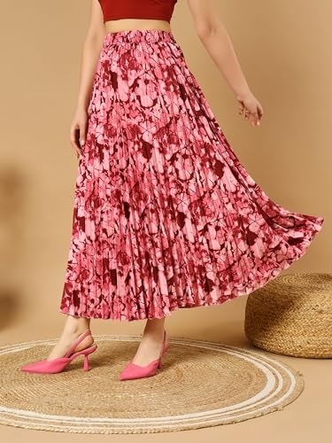 Kzully Crepe Western WomenS Skirts Red