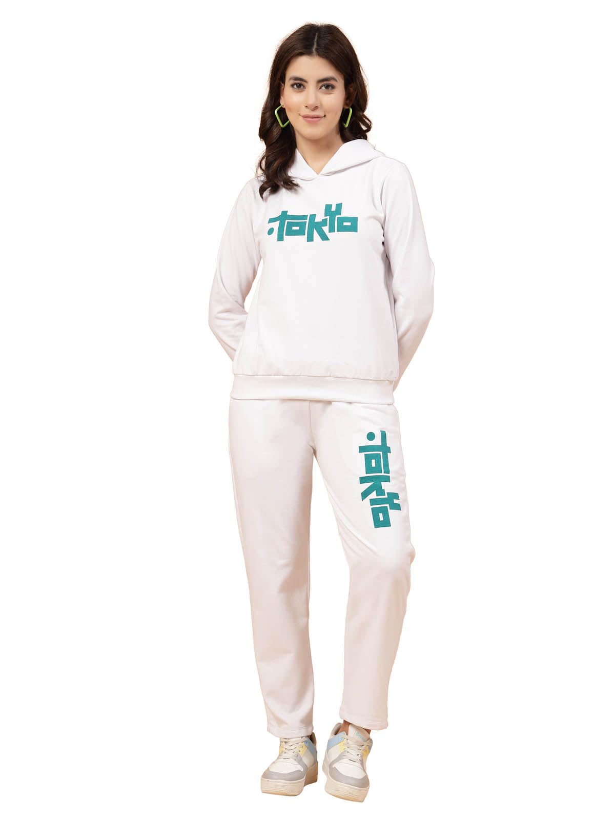 Rigo Cotton Fleece Oversized Co-ord Tracksuit Set for Women | Printed Oversized Hooded Track Suit Set for Women | Suitable for Y