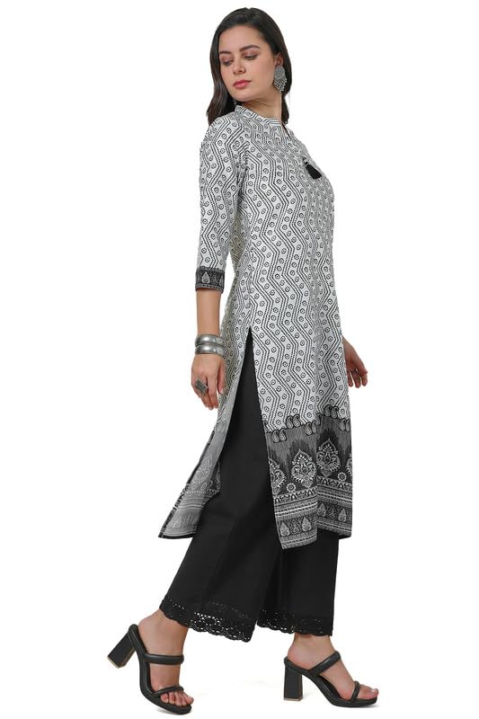 Soch Womens Off White Bandhani Print Kurta With Mandarin Collar