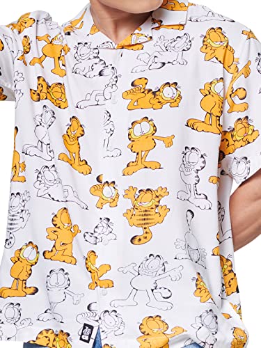 The Souled Store Men Official Garfield: Made To Lounger White Printed Summer Shirts Shirt For Men Casual Half Sleeves Regular Fi