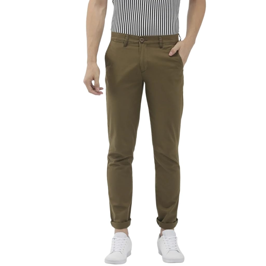 The Indian Garage Co Men Slim Fit Solid Mid-Rise Stretchable Chinos Cloud Grey