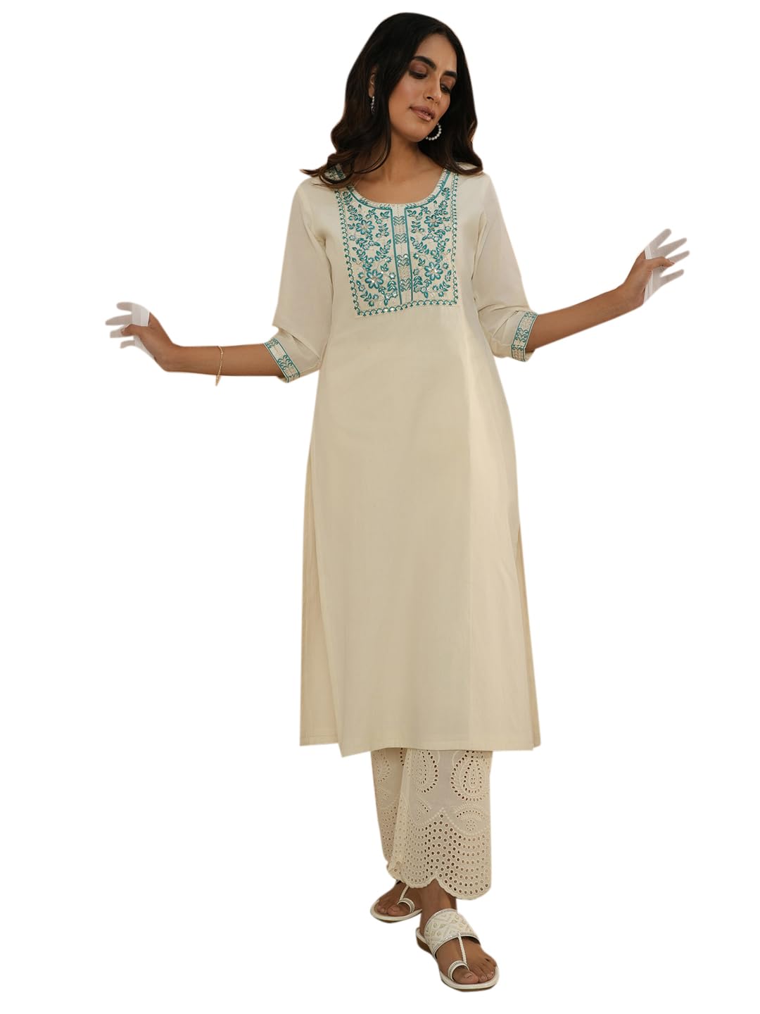 Libas Womens Yoke Design Cotton Straight Kurta For Women