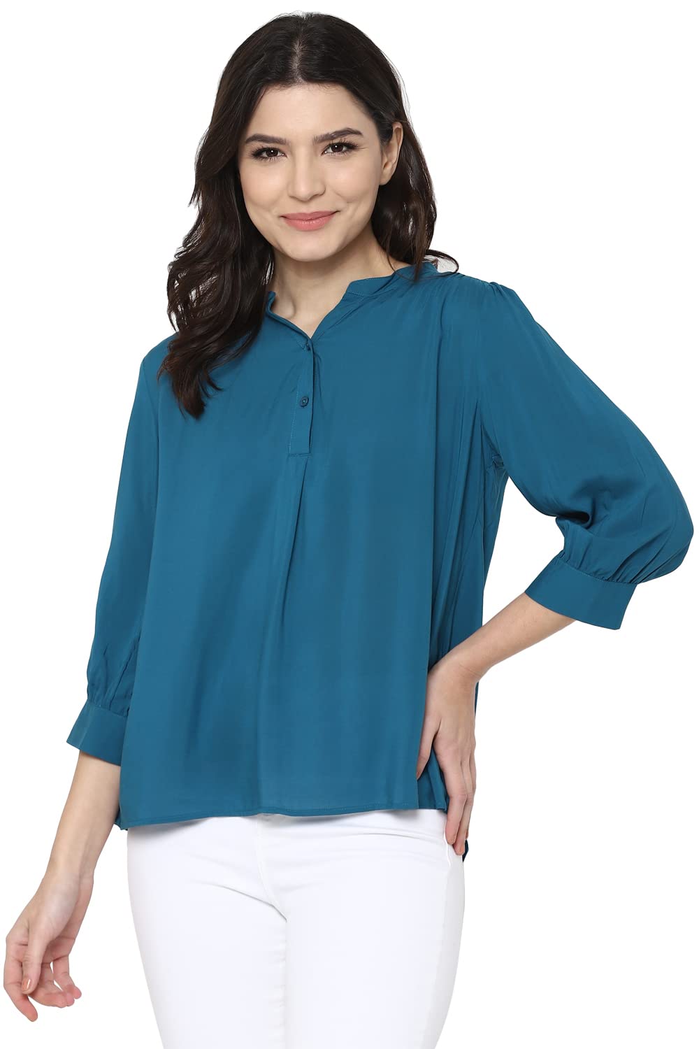 Allen Solly Women Regular Fit Solid Casual Polyester Top